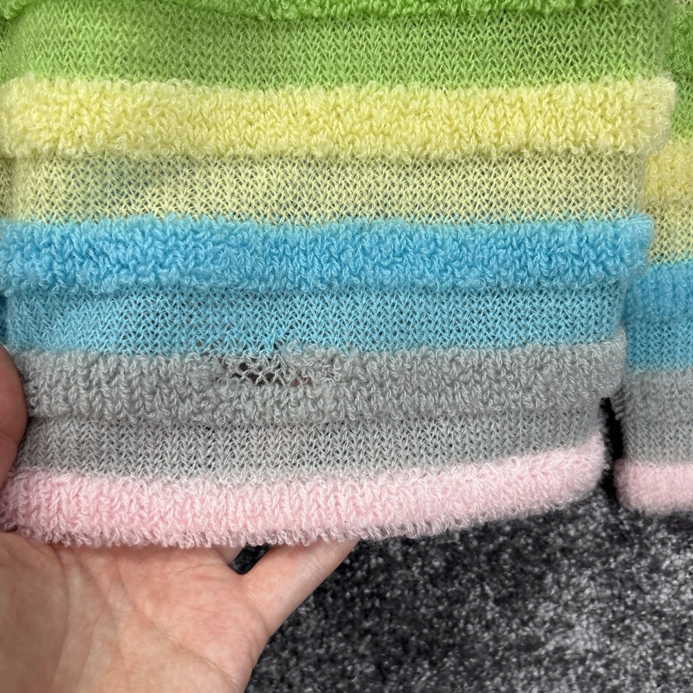 Vintage 60s 70s Rainbow Pastel Striped Cardigan Sweater Women's Small Japanese - Picture 8 of 11